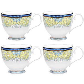 Noritake Menorca Palace BlueYellow White Bone China Tea Cup 7 oz. (Set of 4) 4964-402D