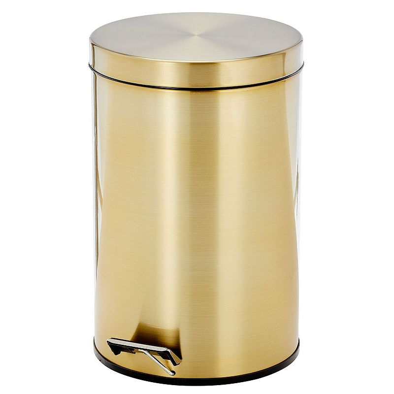 mDesign 12L Metal Round Step Garbage Trash Can with Removable Liner and Lid