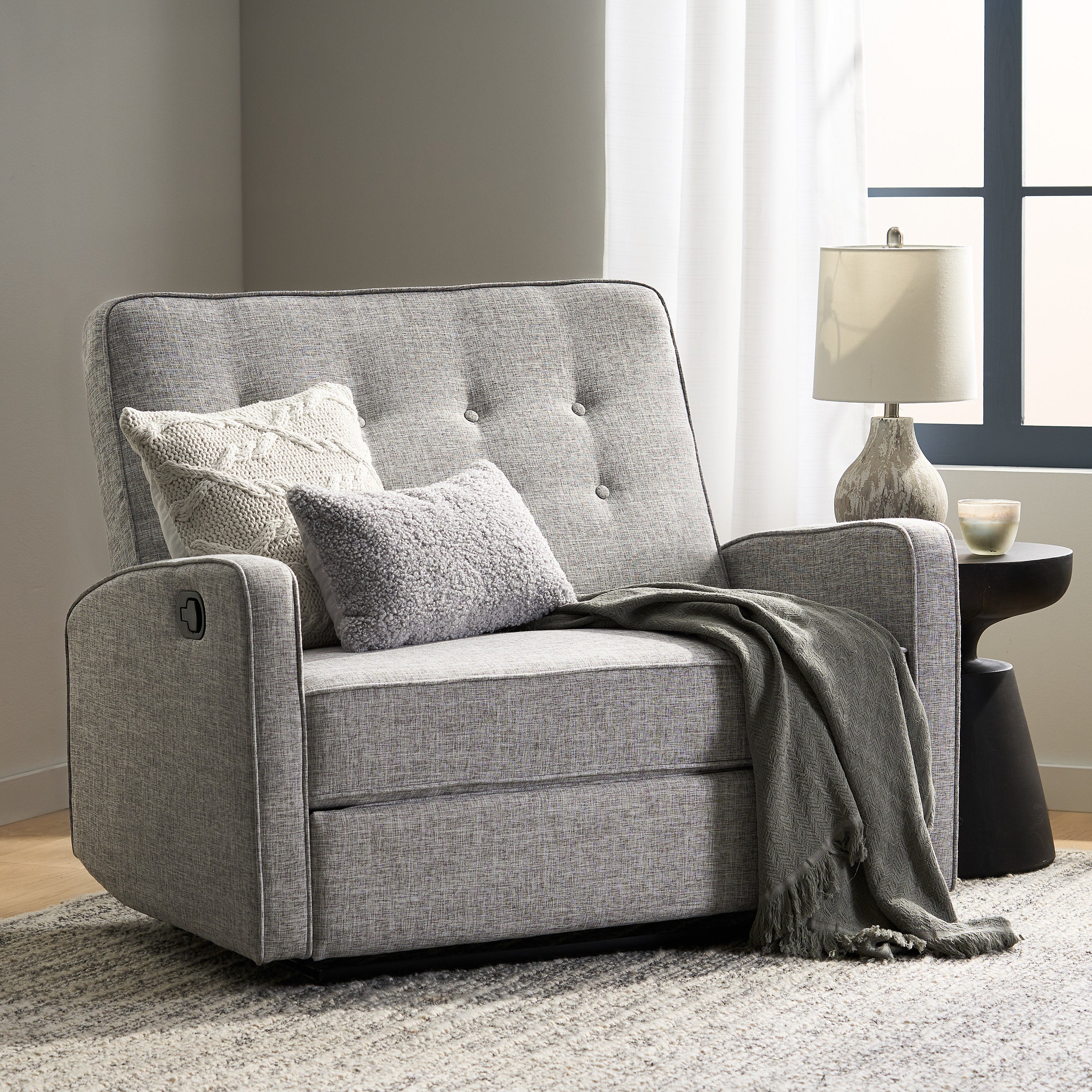 Callade Buttoned Fabric Reclining Loveseat