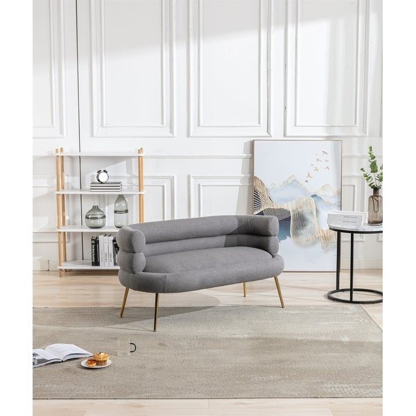 Modern Fabric Accent Chair ， Leisure Sofa with Tufted Back and Golde Metal Legs