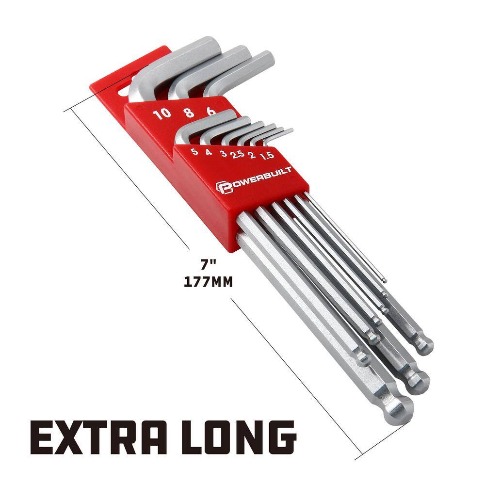 Powerbuilt 9-Piece Metric Long Arm Hex Key Wrench Set 640082