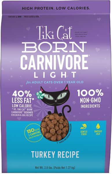 Tiki Cat Born Carnivore Light Turkey Recipe Adult Dry Cat Food， 2.8-lb bag