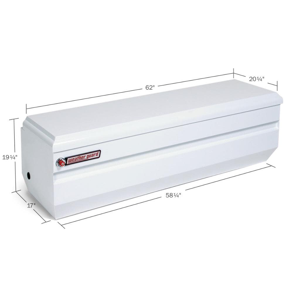 62-in x 20-in x 19.25-in White Steel Universal Truck Tool Box