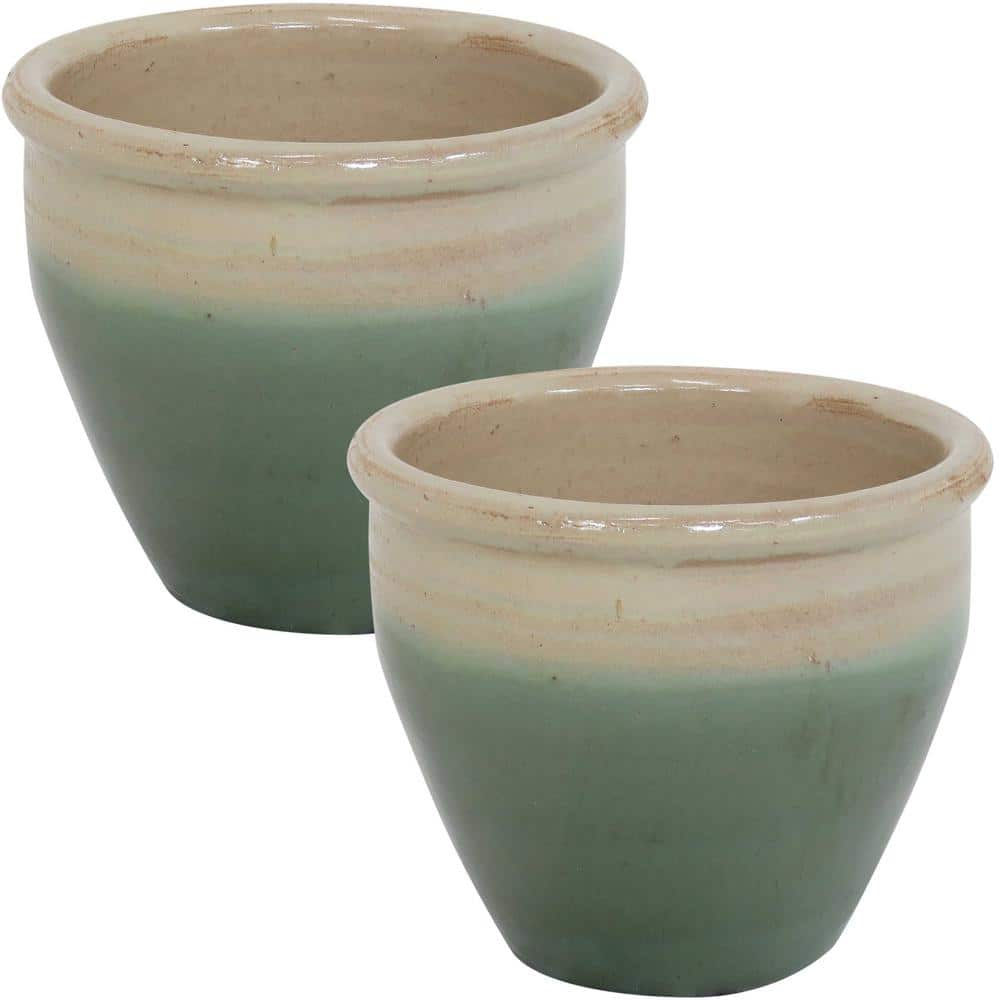 Sunnydaze Decor Chalet Indoor/Outdoor Planter - 9 in. - Seafoam - Ceramic - Set of 2 AP-919