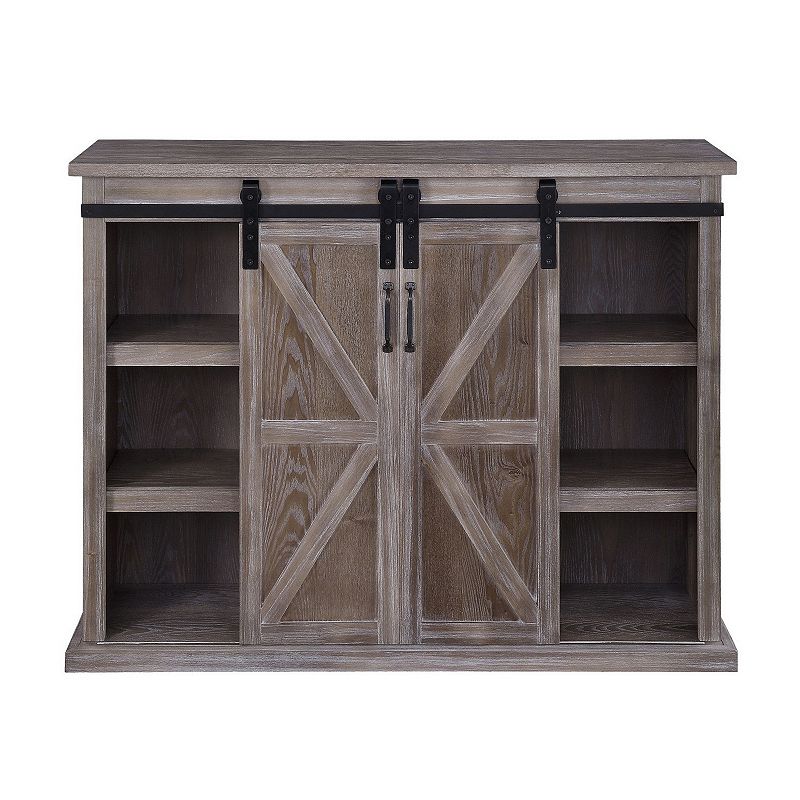 TV Stand with 2 Barn Sliding Doors and Farmhouse Style， Rustic Brown