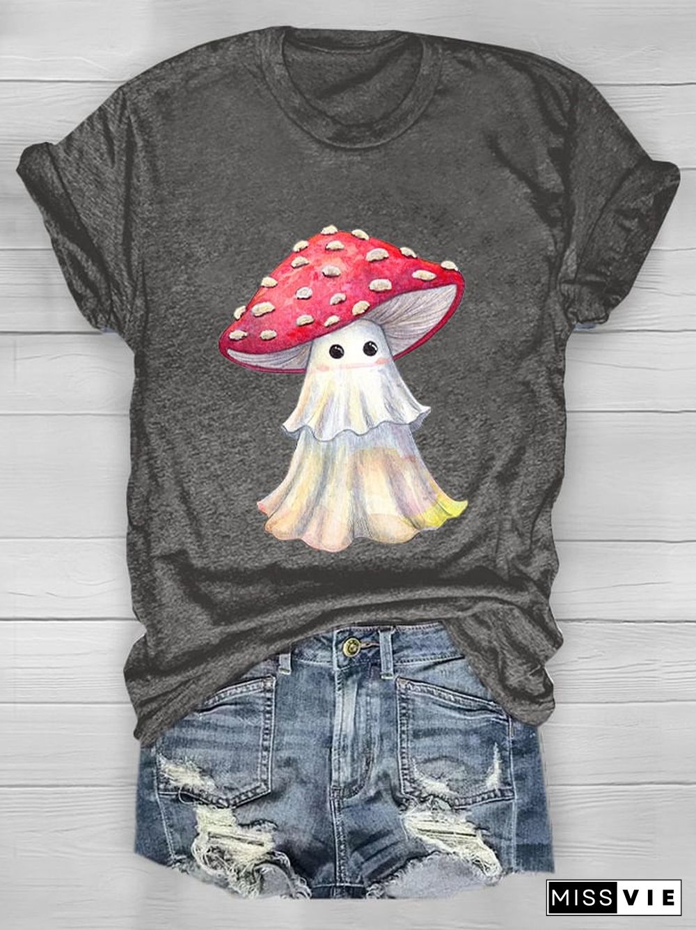 Ghost Mushroom Print T-Shirt