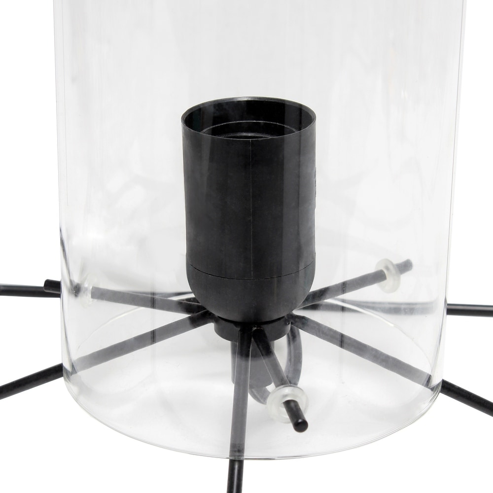 Elegant Designs Large Exposed Glass and Metal Table Lamp  Black/Clear   7.8\