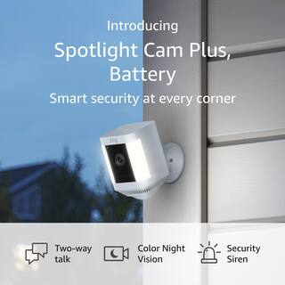 Ring Spotlight Cam Plus Battery - Smart Security Video Camera with LED Lights 2-Way Talk Color Night Vision Black B09K1HHZTM