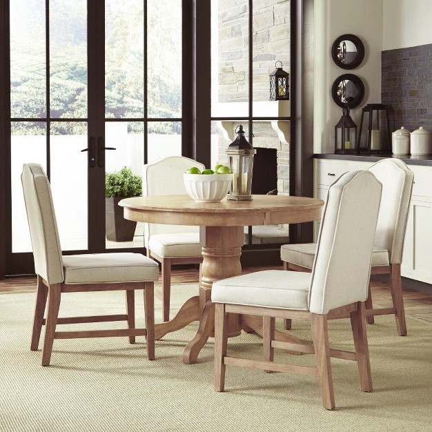 Round Dining Table With Upholstered Chairs White