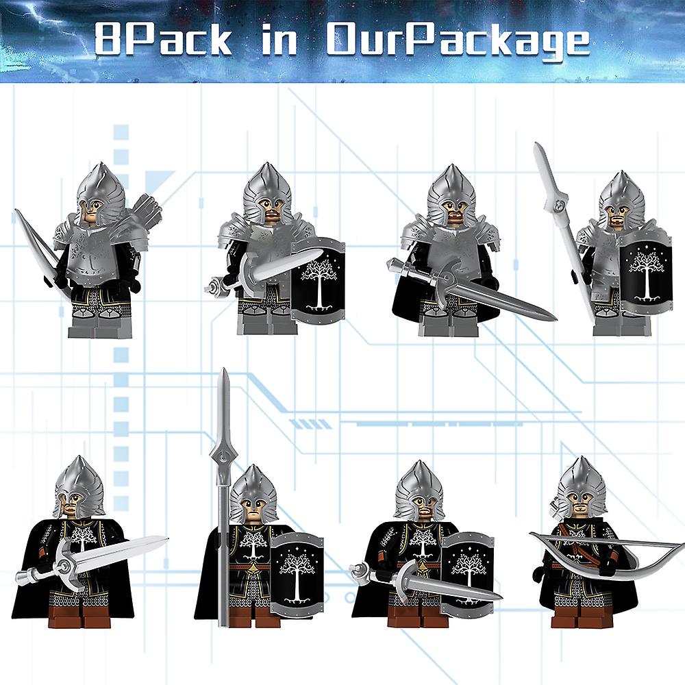 8Pcs Medieval Figures Ancient Roman Minifigure Knight Soldier Action Figure Building Block Toys Kids Toy Gift Collection