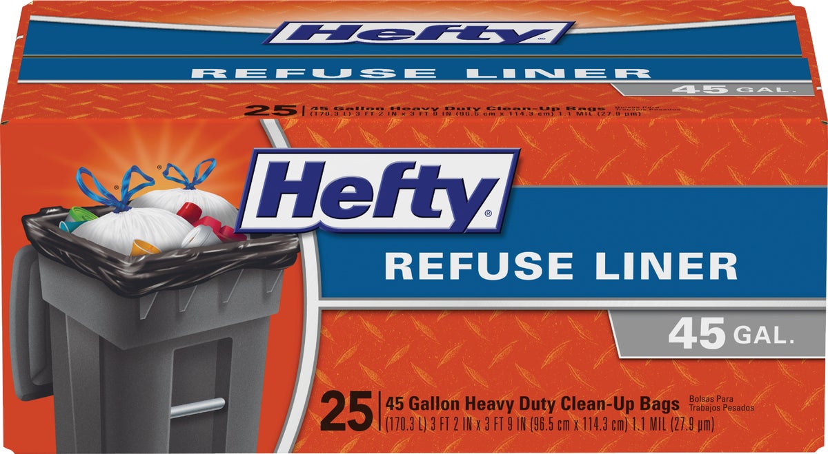 Hefty Refuse Liner Trash Bag 45 Gal. Black