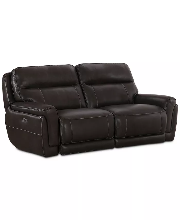 Furniture CLOSEOUT! Summerbridge 84 2-Pc. Leather Sectional Sofa with 2 Power Reclining Chairs Power Headrests and USB Power Outlet