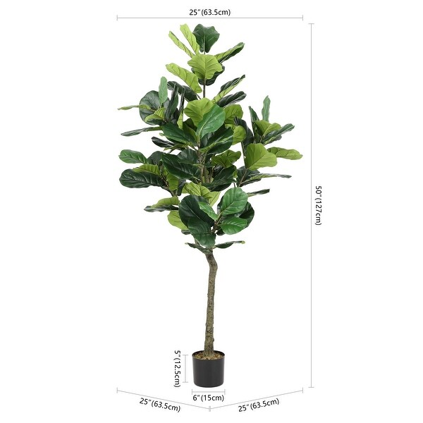 SAFAVIEH Faux Fiddle Leaf Fig 50inch Potted Tree