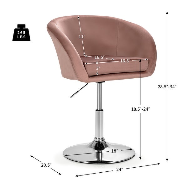 Height Adjustable Vanity Chair Modern Velvet Swivel Leisure Chair