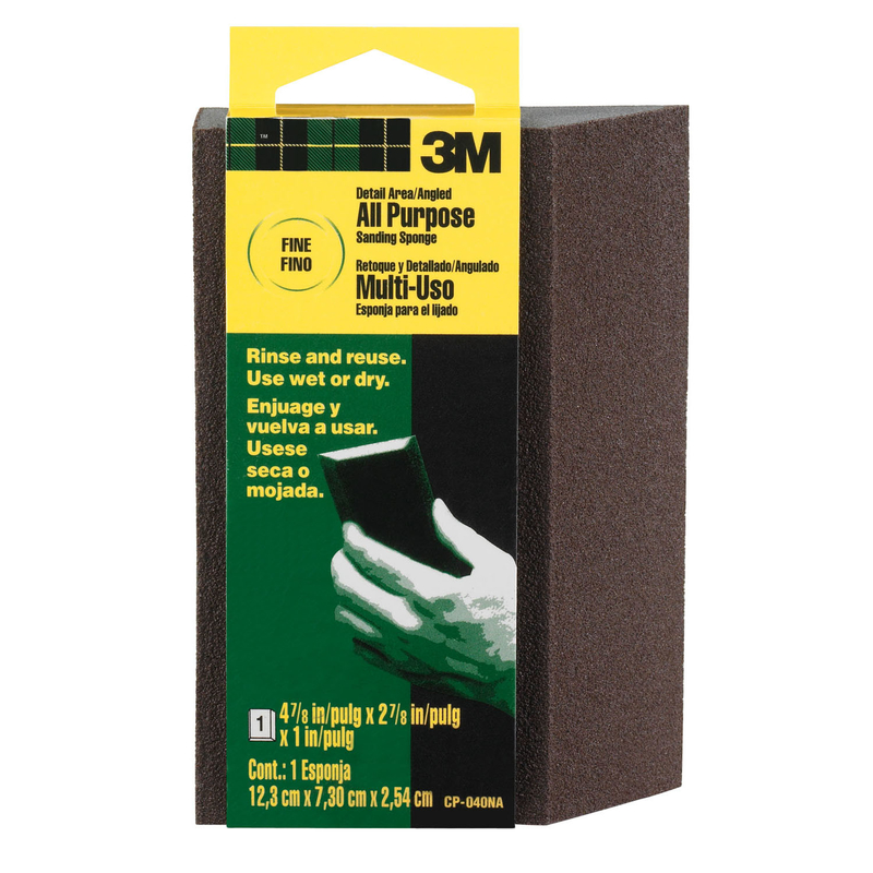 3M 4-7/8 in. L X 2-7/8 in. W X 1 in. Fine Angled Sanding Sponge