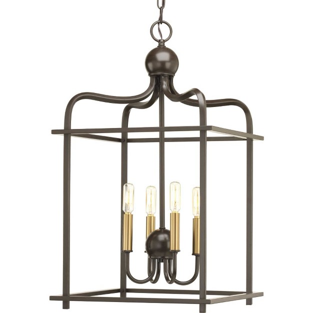 Progress Lighting Assembly Hall 4 light Foyer Pendant Brushed Nickel Open Caged Design Canopy Included