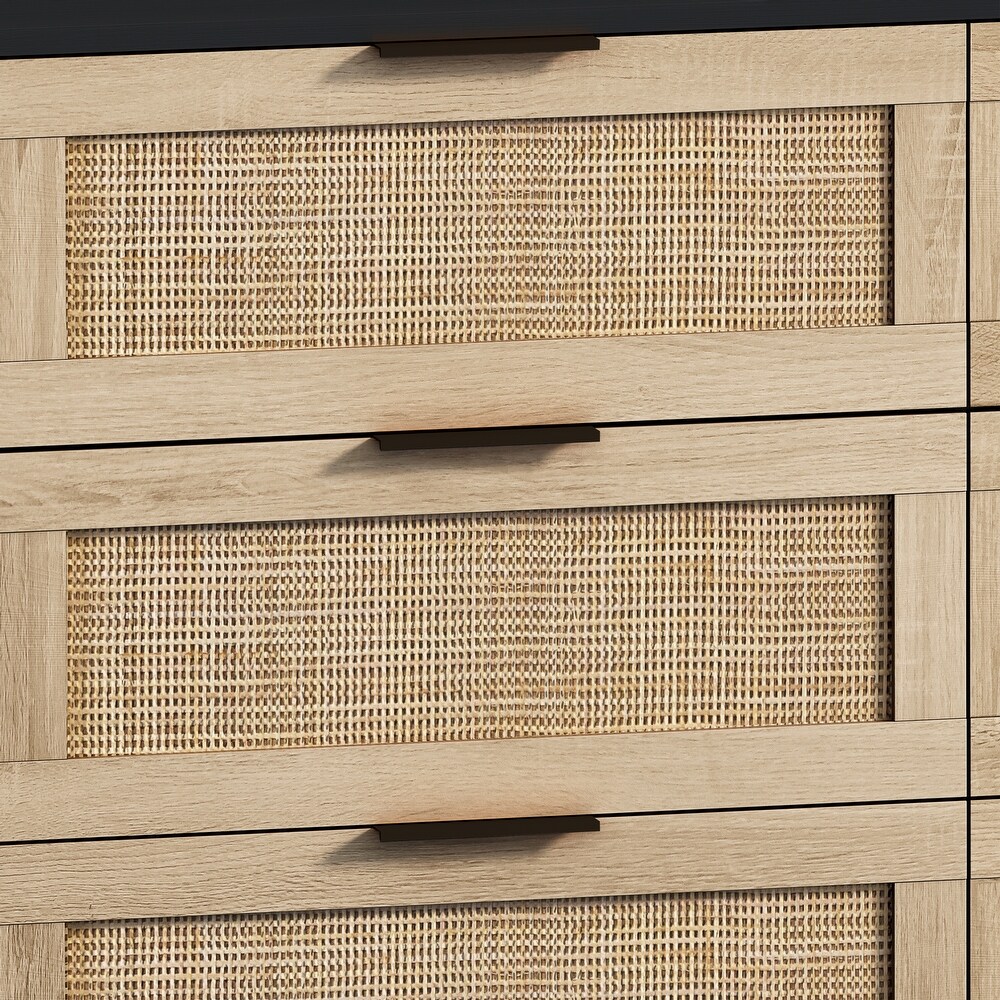 Modern 6 Drawers Rattan Storage Cabinet Rattan Drawer