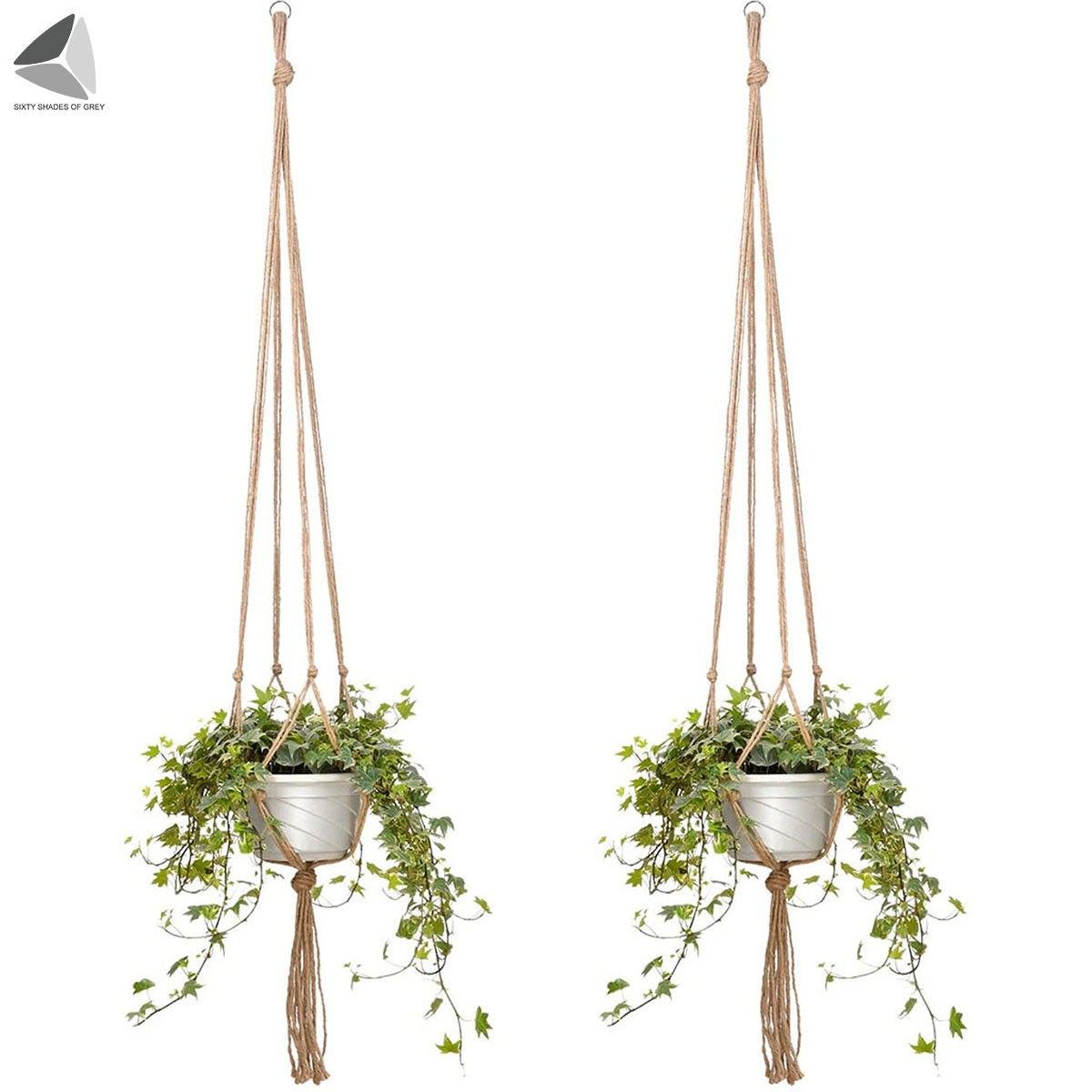 Sixtyshades 4 Pcs Macrame Plant Hanger 35 inch Indoor Hanging Planters Decorative Hanging Plant Holder Basket Boho Home Decor