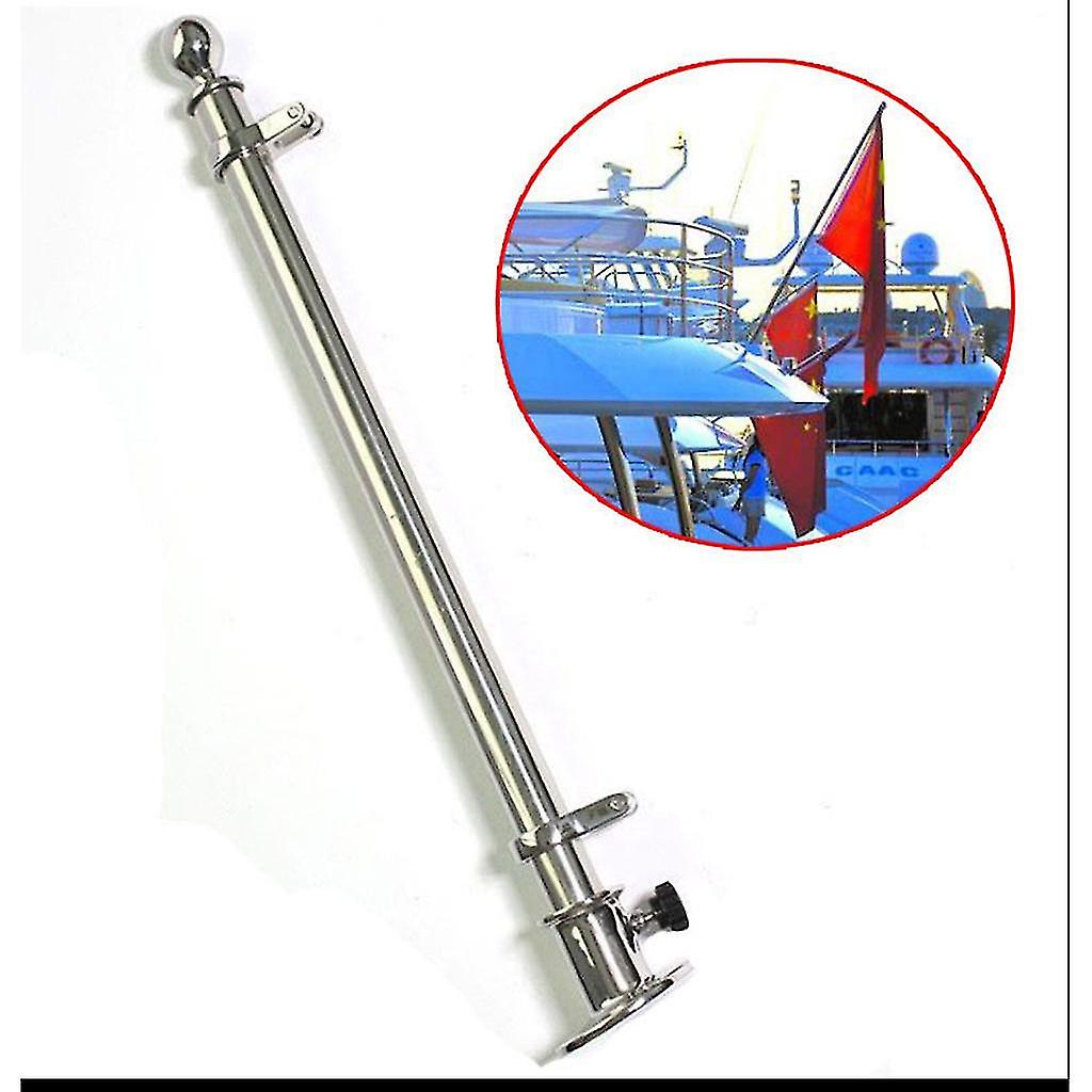 18andquot; Marine Boat Yacht 316 Stainless Steel Deck Flag Pole W/ 70mm Base