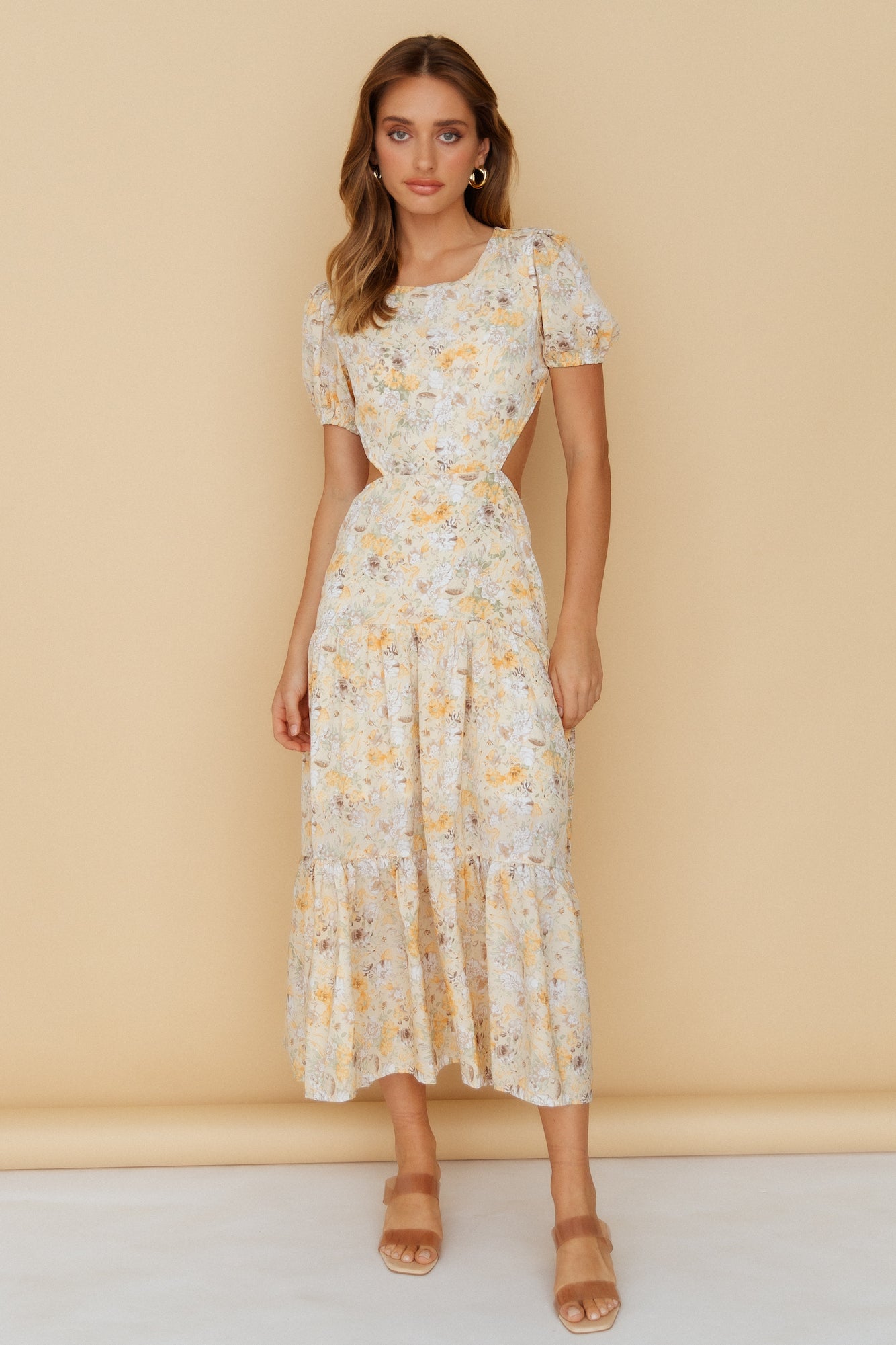 Flow Down Gently Midi Dress Yellow