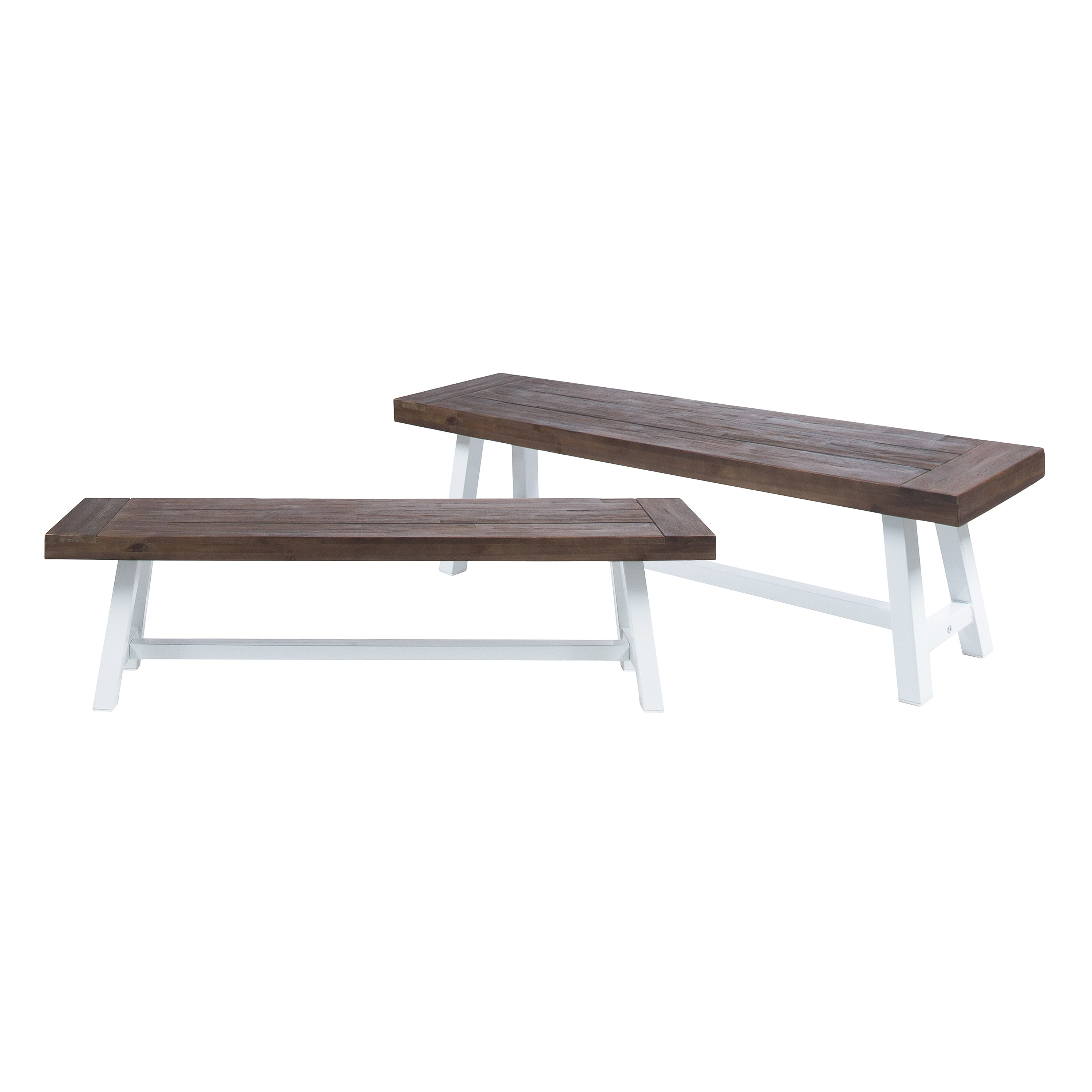 Bowman Outdoor Acacia Wood Benches, Set of 2