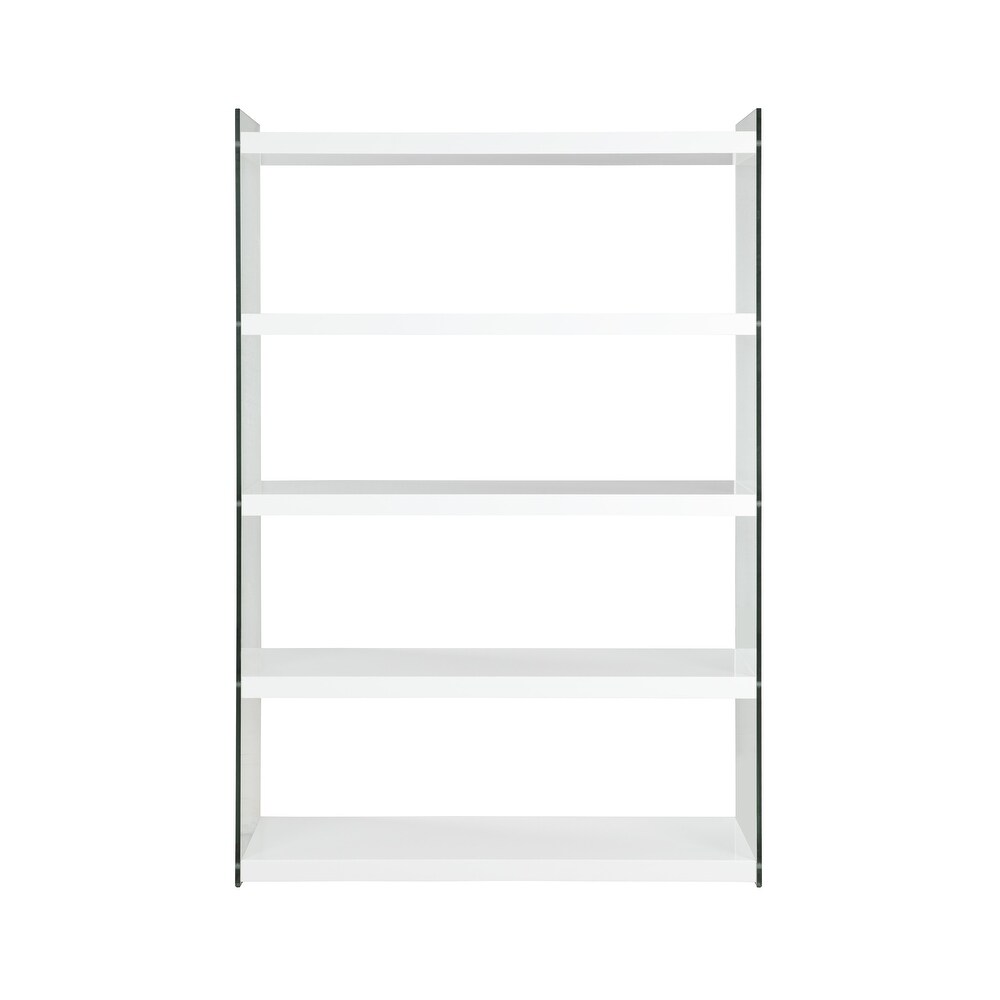 Somette Contemporary Gloss White   Glass Book Case   47.24\