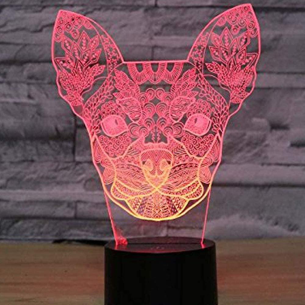 Abstractive 3d Chihuahua Dog Optical Illusion Night Light 7 Color Change Touch Switch Usb Powered Led Acrylic Desk Lamp For Christmas Thanksgiving