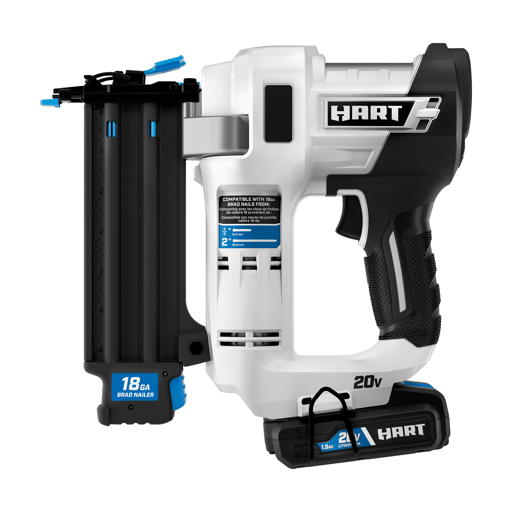 HART 20-Volt 18-Gauge 2-Inch Brad Nailer Kit (1) 20-Volt Lithium-Ion 1.5Ah Battery