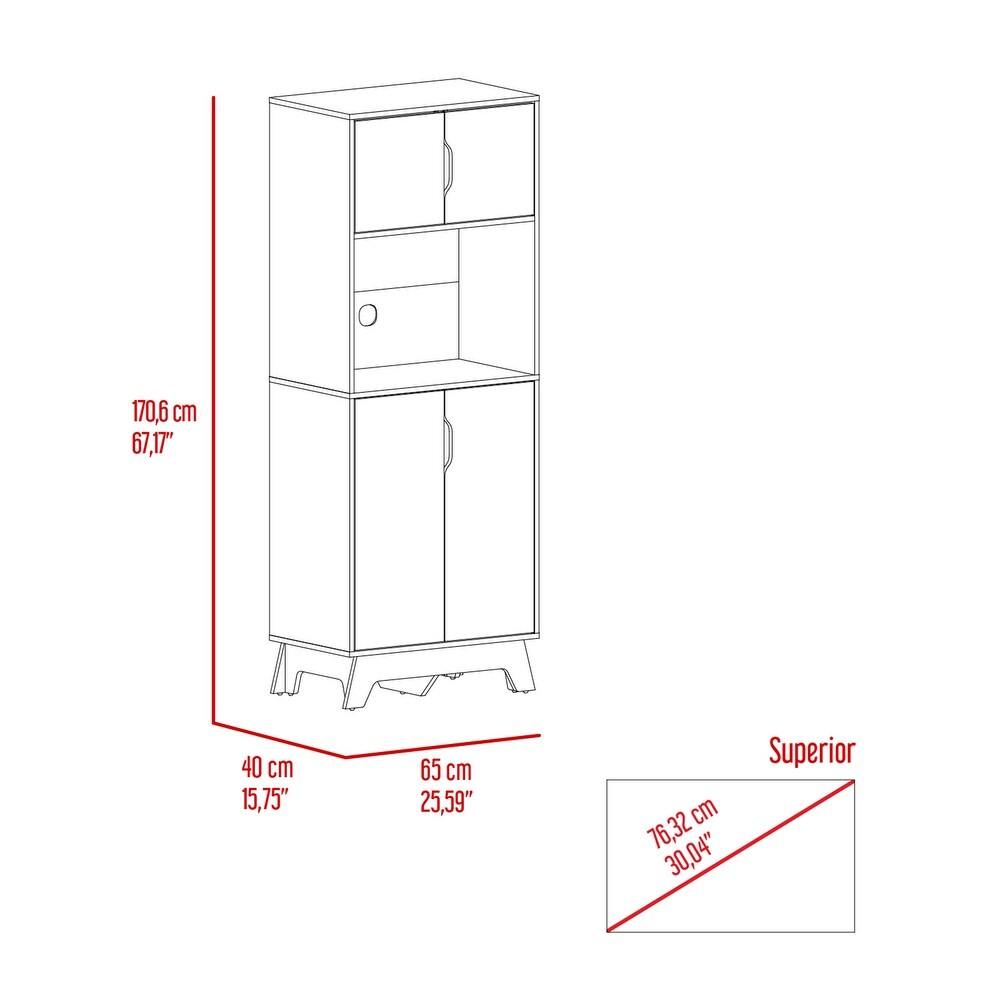 Danville 1 Drawer Microwave Pantry Cabinet Light Oak and White