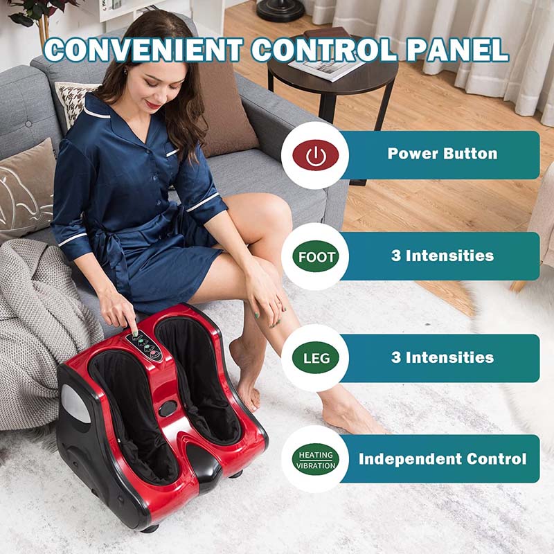 Foot Calf Leg Massager Machine with Heat, Electric Foot Massager, Shiatsu Rolling Vibration Deep Kneading Massage Therapy