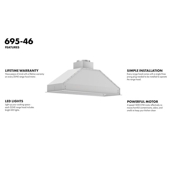 ZLINE Stainless Steel Ducted Wall Mount Range Hood Insert