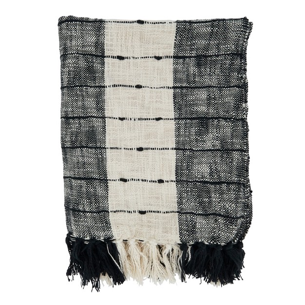 Saro Lifestyle Cotton Throw With Striped Design