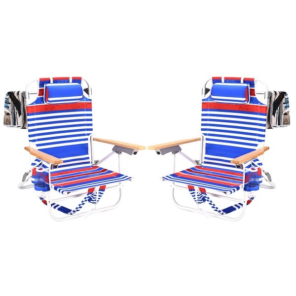 2PCS Backpack Beach Chairs for Adults Beach Towel Backpack Beach Chairs for Adults 5 Position Chair with Pouch Folding