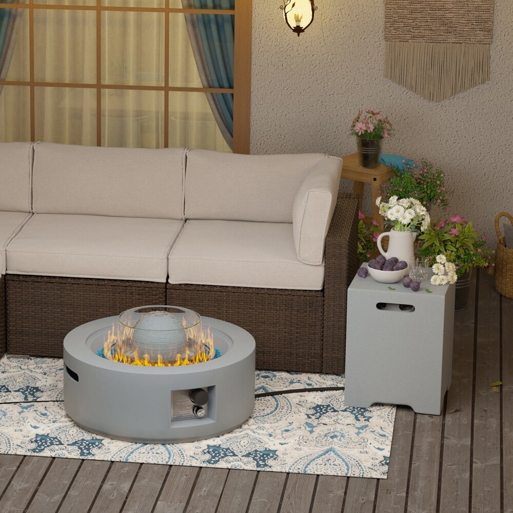 COSIEST Outdoor Patio Fire and Water Fountain Table with Tank Table