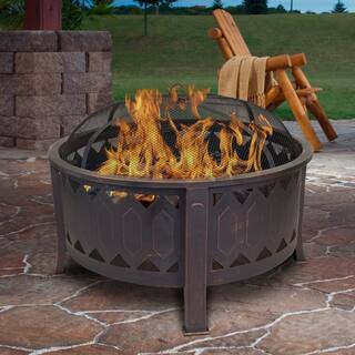 29.75 in. W x 24 in. H Outdoor Round Leisure Metal Wood Burning Fire Pit in Oil Rubbed Bronze 5503