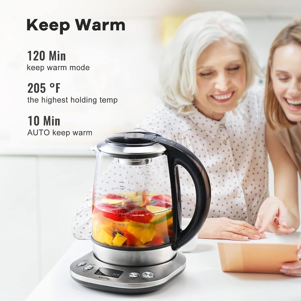 1.7L Electric Glass Tea Maker  LCD Display and Preset Brewing Programs