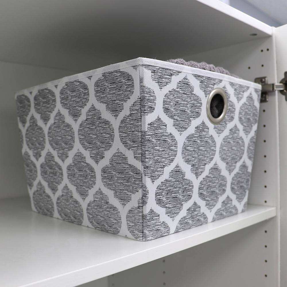 Home Basics 10 in. H x 13.5 in. W x 15 in. D Gray Fabric Cube Storage Bin HDC75256