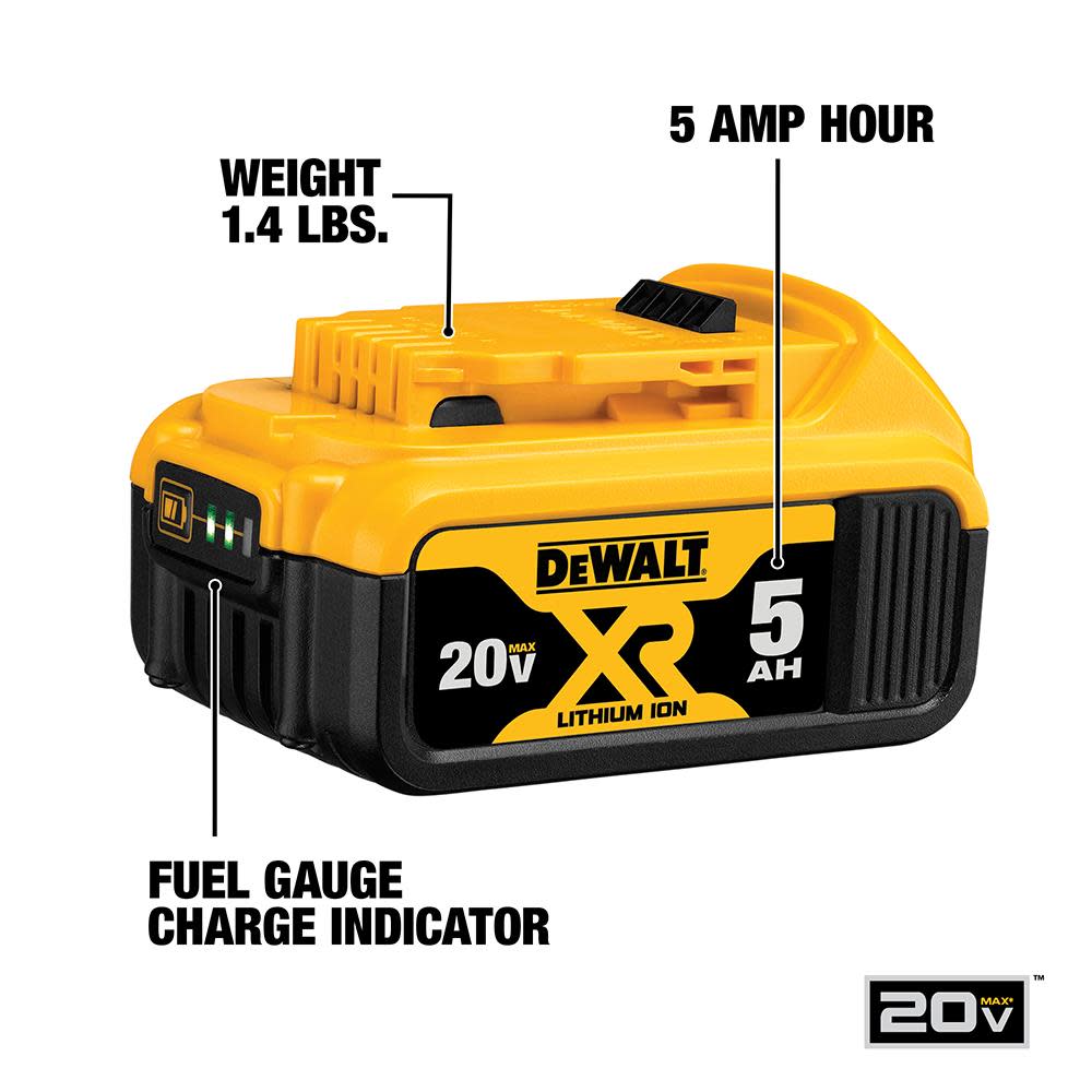 20-Volt Max 5.0-Amp Hours Lithium Power Tool Battery