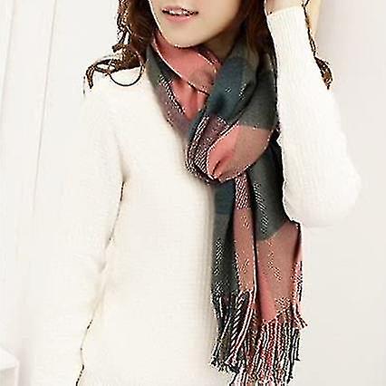 Women's Fashion Long Shawl Big Grid Winter Warm Lattice Large Scarf