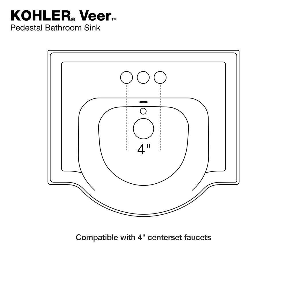 KOHLER Veer 21 in. Vitreous China Pedestal Sink Basin in White K-R5247-4-0