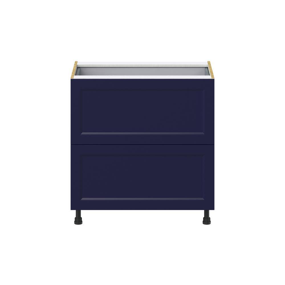 J COLLECTION Devon Painted Blue Shaker Assembled Base Kitchen Cabinet with 3 Drawers 33 in. W  x 34.5 in. H x 24 in. D DSB2D33I1-DV