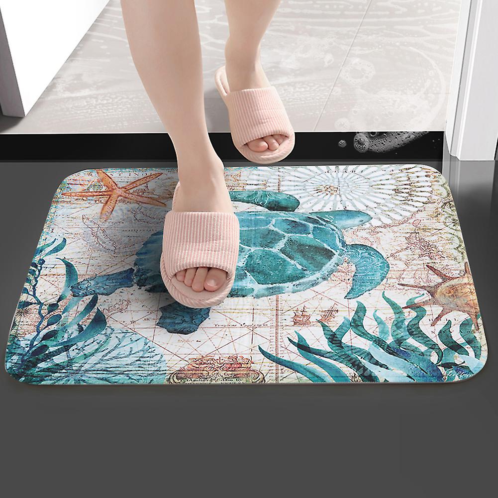 Sea Animal Printing Non-slip Water Absorbent Mat Pad Bathroom Kitchen (4#)