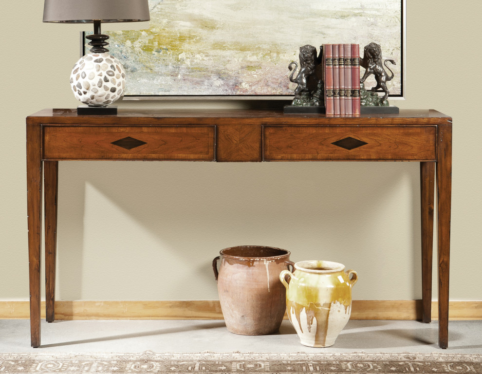 Cherry Two Drawer Console   Transitional   Console Tables   by Port Eliot  Houzz