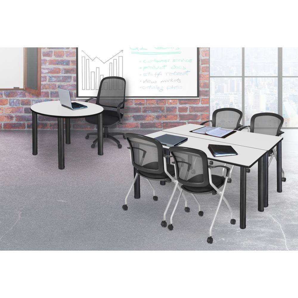 Regency Rumel 66 in. W White and Black Square Training Table Writing Desk HDB6624WHBPBK