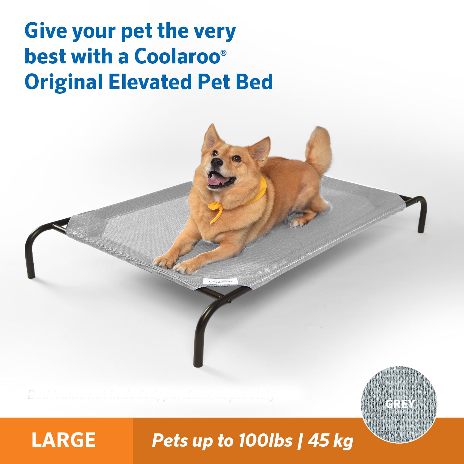 The Original Coolaroo Elevated Pet Dog Bed Replacement Cover, Large, Gray