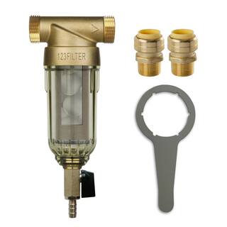 ISPRING WSP-50SL Reusable Spin Down Sediment Filter with Siliphos and Push-Fit Plumbing Fittings 20 GPM 1 in. MNPT 34 in. FNPT WSP-50SL+ACX2