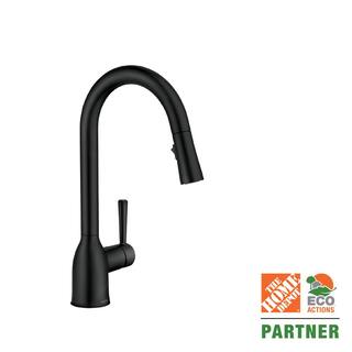 MOEN Adler Single-Handle Pull-Down Sprayer Kitchen Faucet with Reflex and Power Clean in Matte Black 87233BL