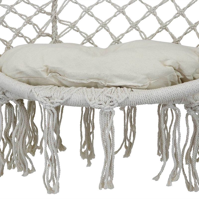 Sunnydaze Macrame Hanging Hammock Chair With Seat Cushion