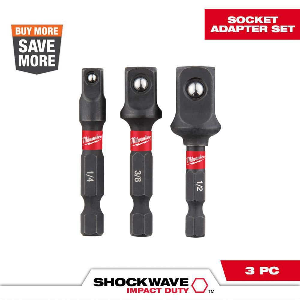 Milwaukee SHOCKWAVE Impact Duty 1/4 in. Hex Shank Socket Adapter Set (3-Piece) 48-32-5033