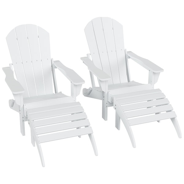 Polytrends Laguna Hdpe All Weather Outdoor Patio Foldable Adirondack Chairs With Ottomans (5Piece Set)